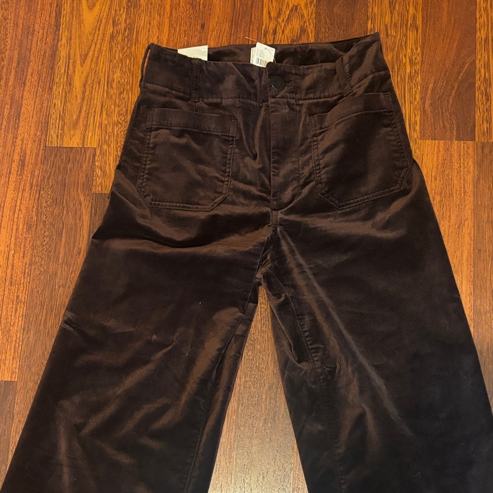 Maeve Colette full length velvet pant in fudge brownie - Picture 6 of 14